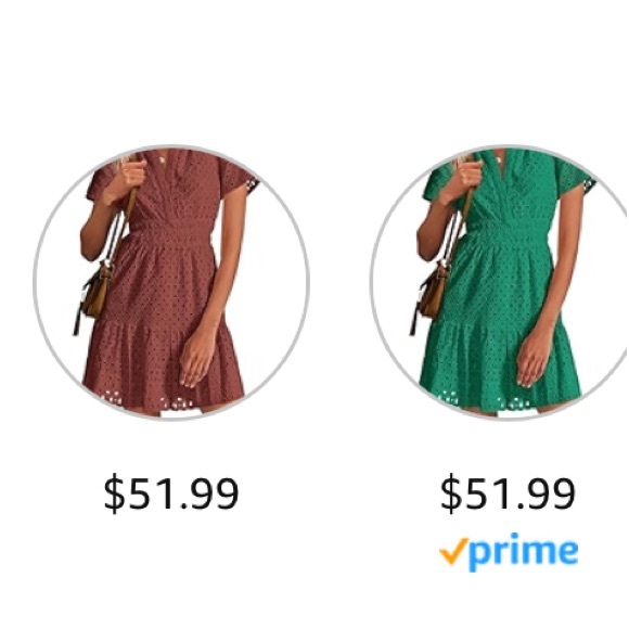 green Summer Short Dress V Neck Short Sleeve A Line Hollow Out Lace Ruffle - Picture 6 of 10